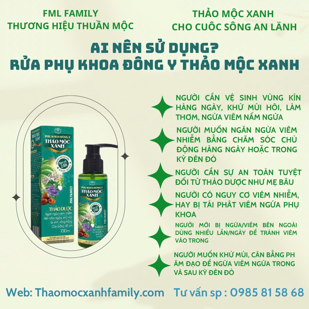 Dung dịch rửa phụ khoa đông y Thảo Mộc Xanh