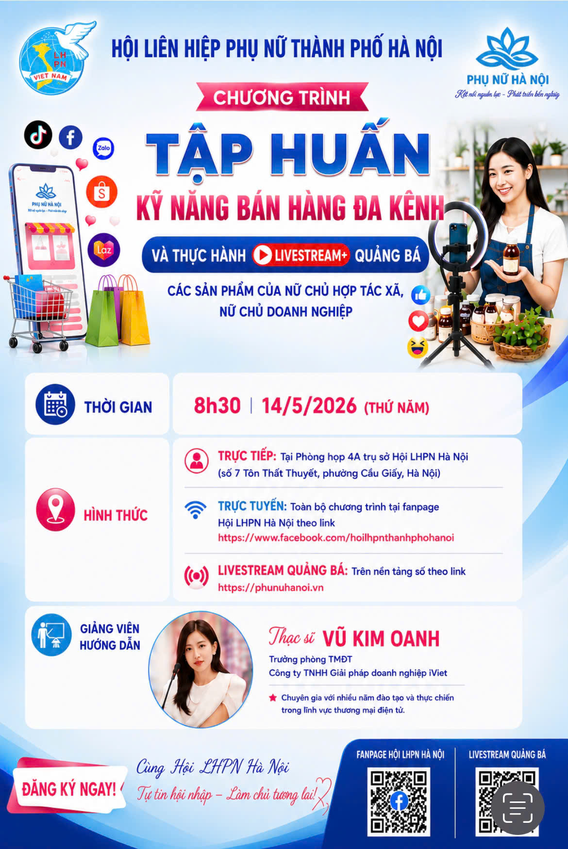 Tập huấn kỹ năng bán hàng đa kênh cho các nữ chủ hợp tác xã, tổ hợp tác và nữ chủ doanh nghiệp trên địa bàn thành phố Hà Nội