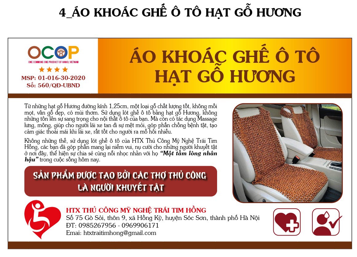 Áo khoác ghế ô tô hạt gỗ hương